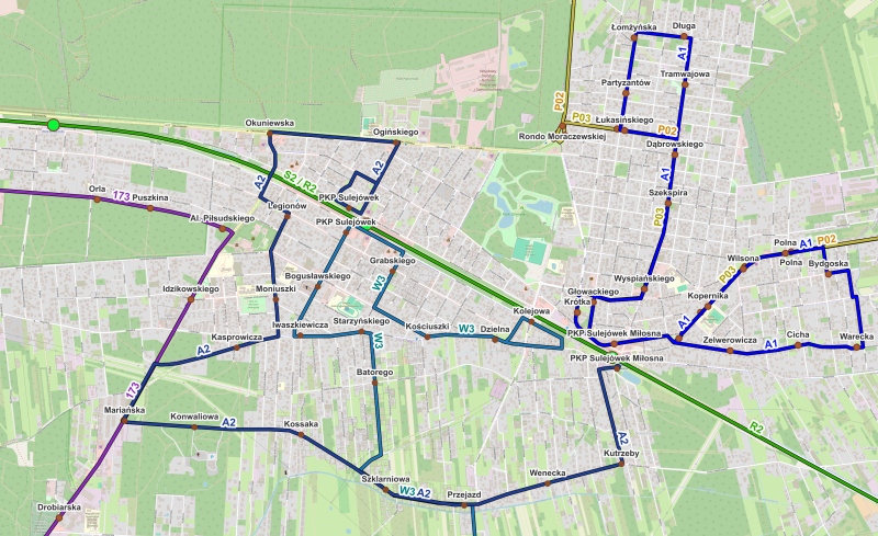 CAŁE MIASTO przystanki