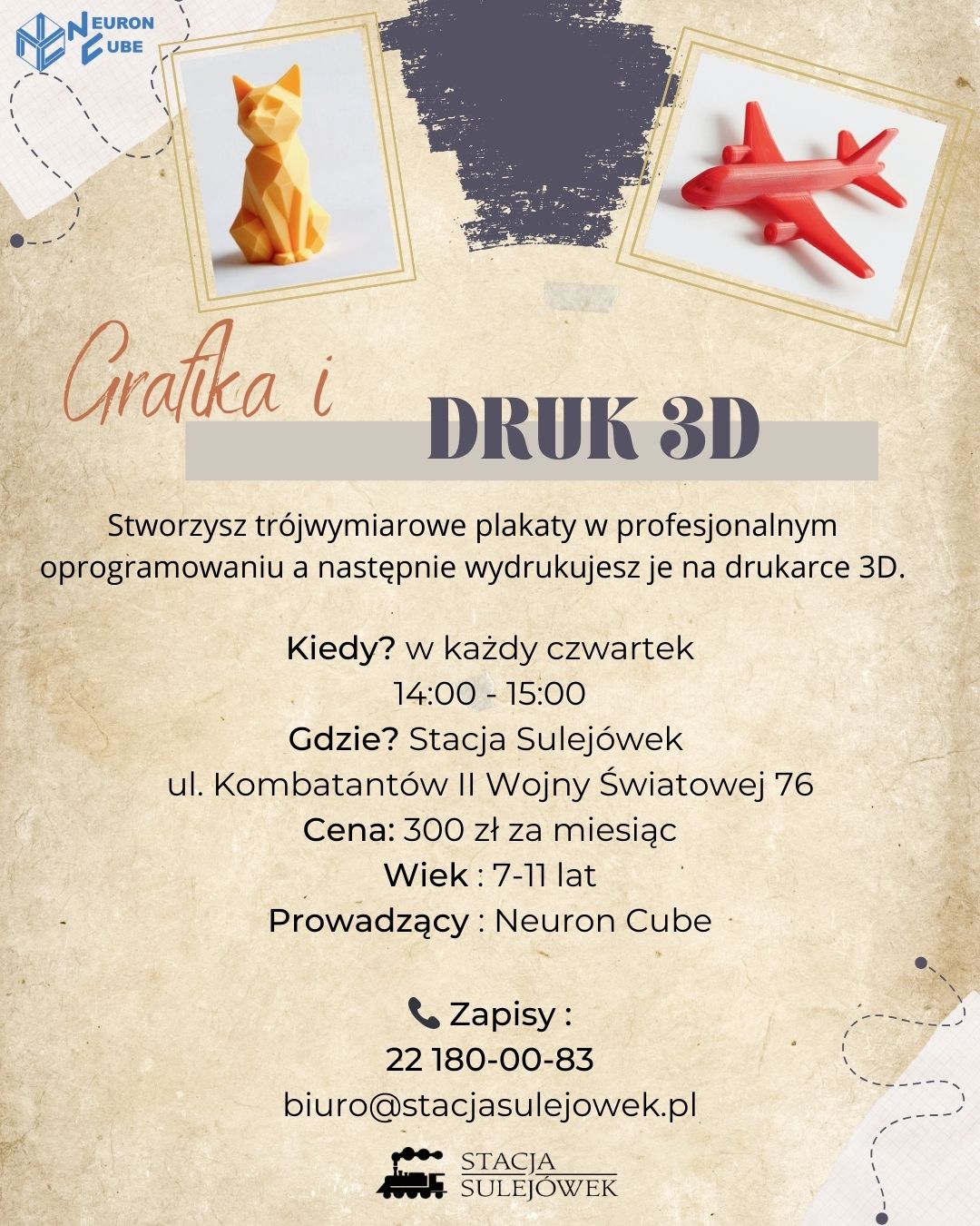 każdy czwartek godz. 14:00-15:00 Grafika i druk 3D, 