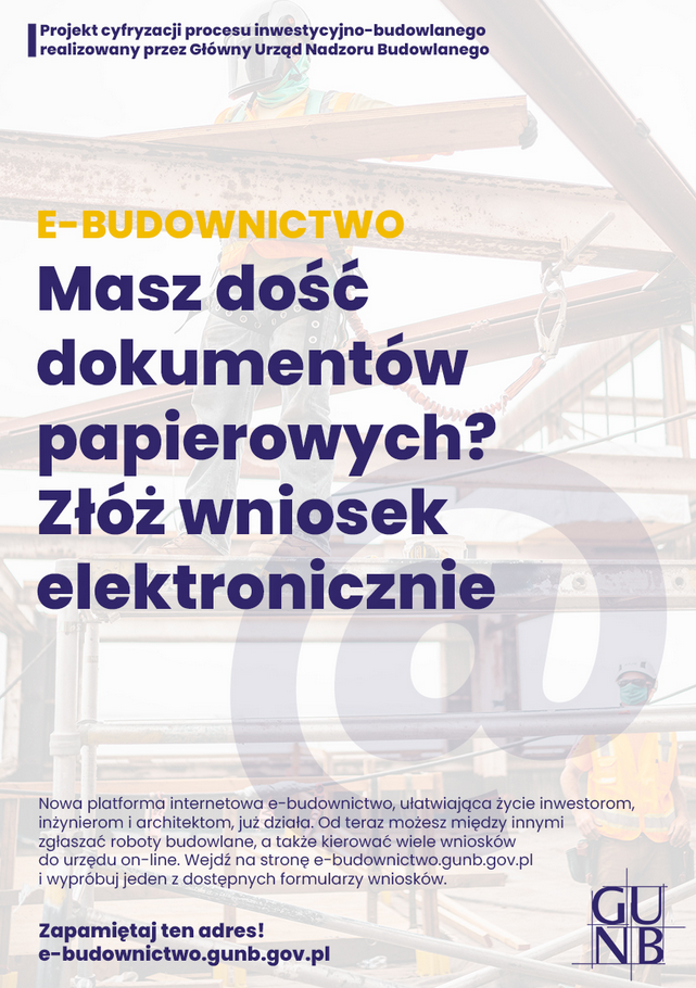 Główny Urząd Nadzoru Budowlanego informuje o możliwości złożenia wniosków elektronicznie