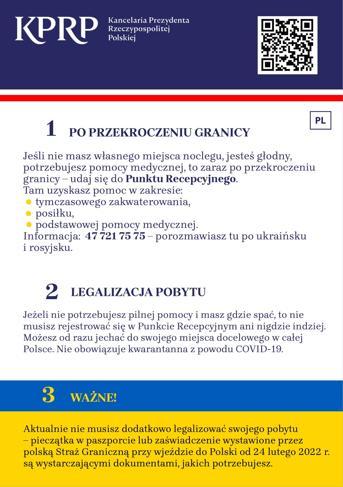 Ulotka informacyjna dla Uchodźców z Ukrainy