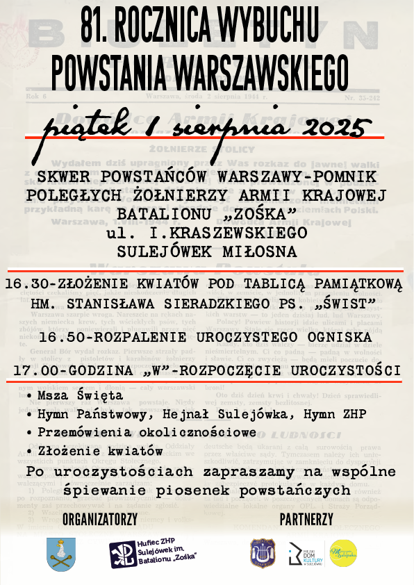 81. rocznica wybuchu Powstania Warszawskiego