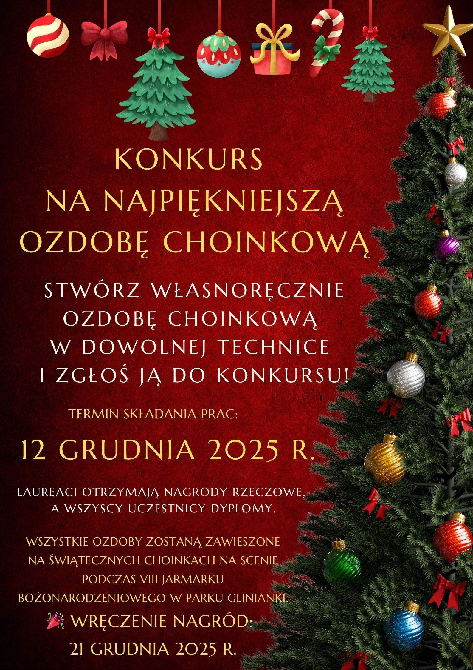 KONKURS PLASTYCZNY „CHOINKOWE CUDEŃKO – STWÓRZ NAJPIĘKNIEJSZĄ OZDOBĘ”