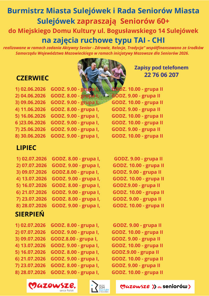 Zaproszenie na zajęcia typu TAI - CHI